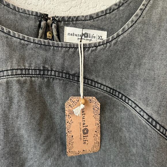 NATURAL LIFE JJ Jumper Dress Gray Denim Sleeveless Mini Frayed NWT - Picture 9 of 12